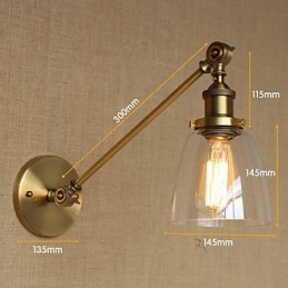 Applique murale rétro créative en verre et laiton, style campagnard américain, idéal pour une chambre à coucher ou un hall