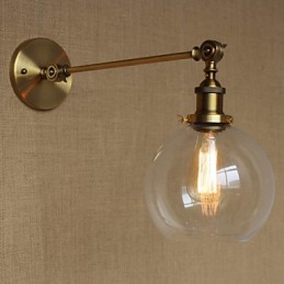 Applique murale rétro créative en verre et laiton, style campagnard américain, idéal pour une chambre à coucher ou un hall