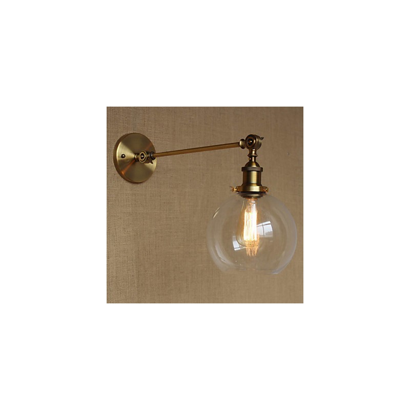 Applique murale rétro créative en verre et laiton, style campagnard américain, idéal pour une chambre à coucher ou un hall