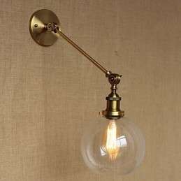 Applique murale rétro créative en verre et laiton, style campagnard américain, idéal pour une chambre à coucher ou un hall