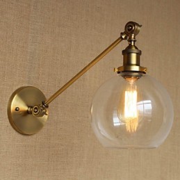 Applique murale rétro créative en verre et laiton, style campagnard américain, idéal pour une chambre à coucher ou un hall