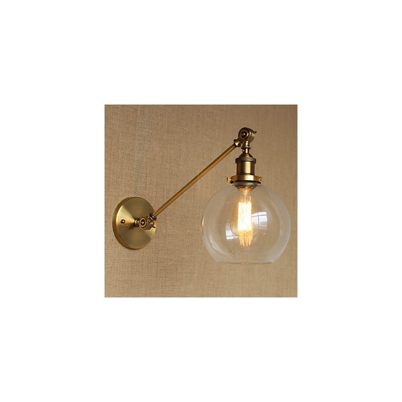 Applique murale rétro créative en verre et laiton, style campagnard américain, idéal pour une chambre à coucher ou un hall