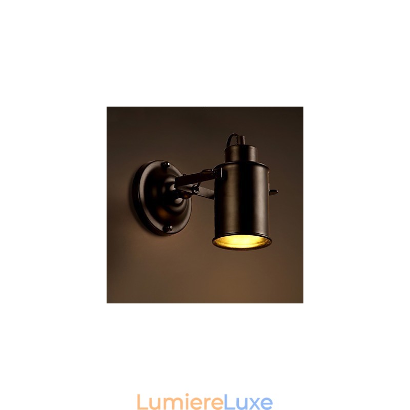 Applique murale vintage industrielle en fer forgé noir, luminaire rétro décoratif pour couloir