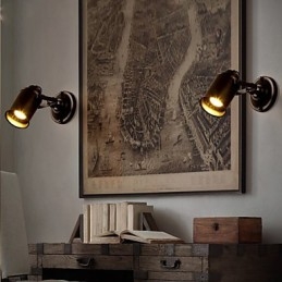 Applique murale vintage industrielle en fer forgé noir, luminaire rétro décoratif pour couloir