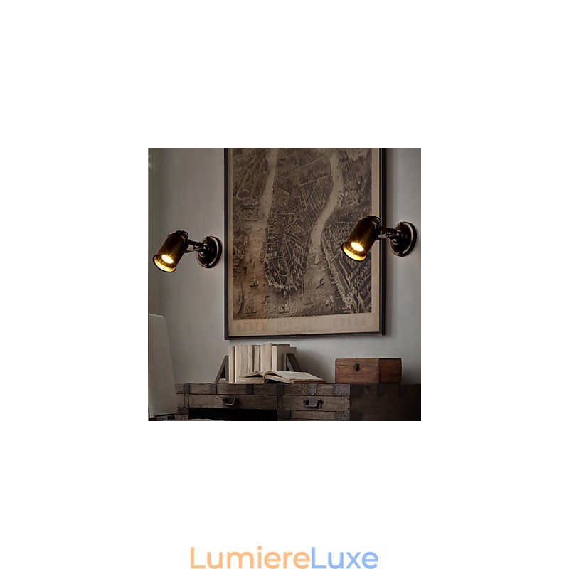 Applique murale vintage industrielle en fer forgé noir, luminaire rétro décoratif pour couloir