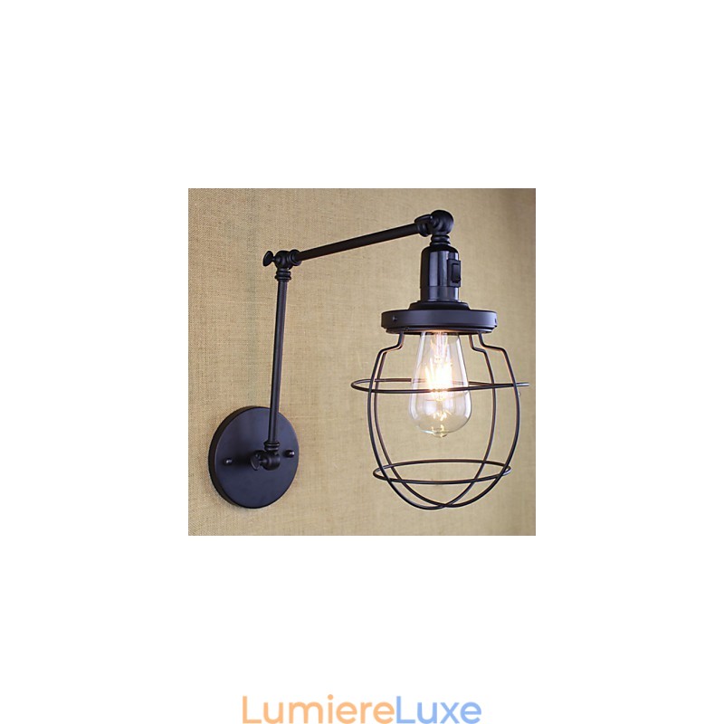 Lampe murale style lit, hôtel, restaurant, bras en fer, double, rétro, vintage, ceinture noire, interrupteur