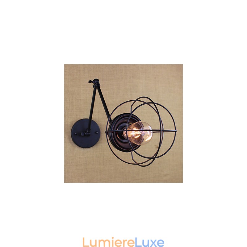 Lampe murale style lit, hôtel, restaurant, bras en fer, double, rétro, vintage, ceinture noire, interrupteur