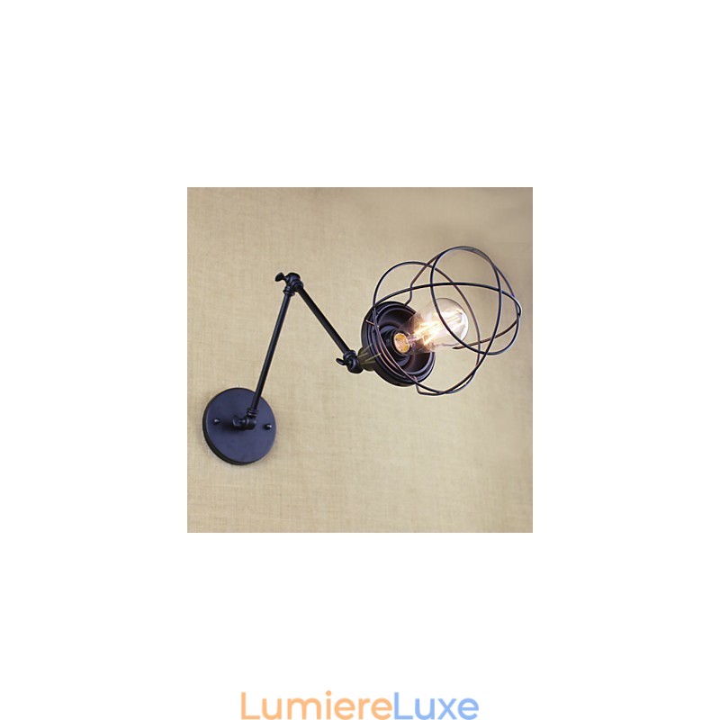 Lampe murale style lit, hôtel, restaurant, bras en fer, double, rétro, vintage, ceinture noire, interrupteur