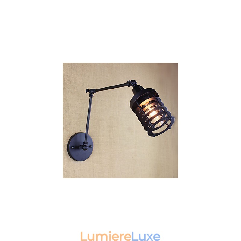 Lampe murale style lit, hôtel, restaurant, bras en fer, double, rétro, vintage, ceinture noire, interrupteur