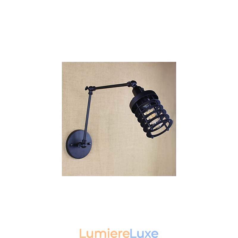 Lampe murale style lit, hôtel, restaurant, bras en fer, double, rétro, vintage, ceinture noire, interrupteur