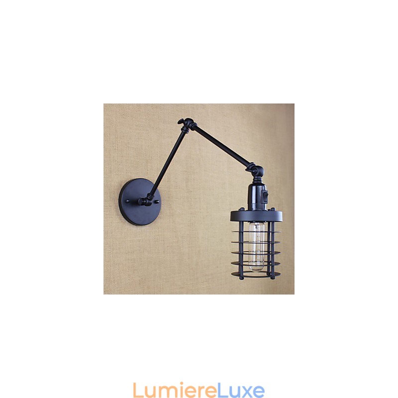 Lampe murale style lit, hôtel, restaurant, bras en fer, double, rétro, vintage, ceinture noire, interrupteur