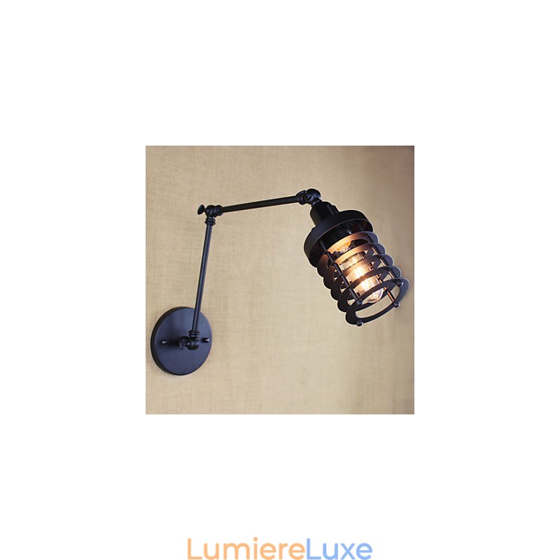 Lampe murale style lit, hôtel, restaurant, bras en fer, double, rétro, vintage, ceinture noire, interrupteur