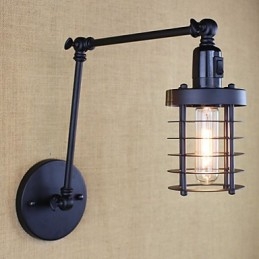 Lampe murale style lit, hôtel, restaurant, bras en fer, double, rétro, vintage, ceinture noire, interrupteur