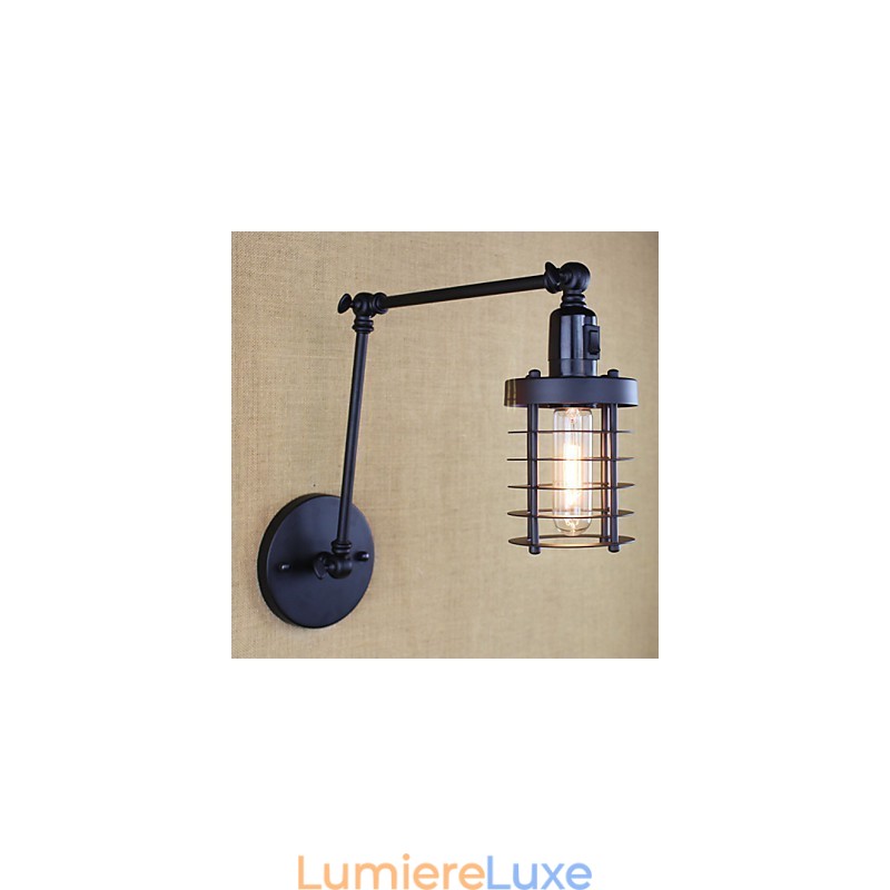 Lampe murale style lit, hôtel, restaurant, bras en fer, double, rétro, vintage, ceinture noire, interrupteur