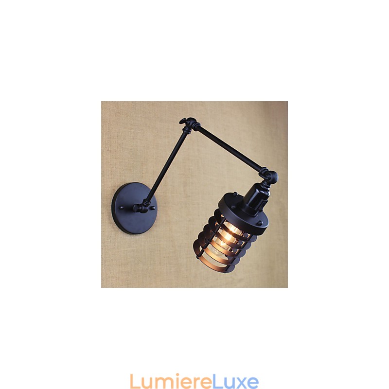 Lampe murale style lit, hôtel, restaurant, bras en fer, double, rétro, vintage, ceinture noire, interrupteur