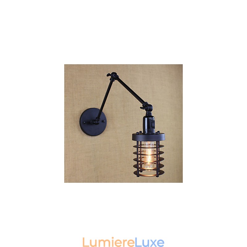 Lampe murale style lit, hôtel, restaurant, bras en fer, double, rétro, vintage, ceinture noire, interrupteur