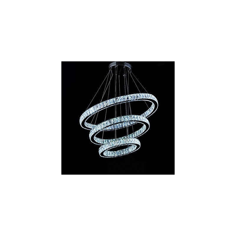 Suspension en cristal moderne à trois anneaux D406080 K9, grand plafonnier en cristal