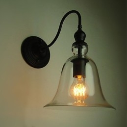 Applique murale vintage à une lumière en acier et verre