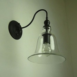 Applique murale vintage à une lumière en acier et verre