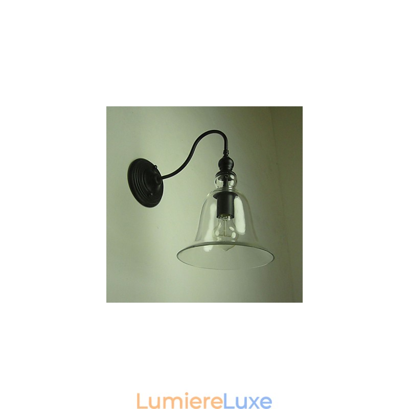 Applique murale vintage à une lumière en acier et verre