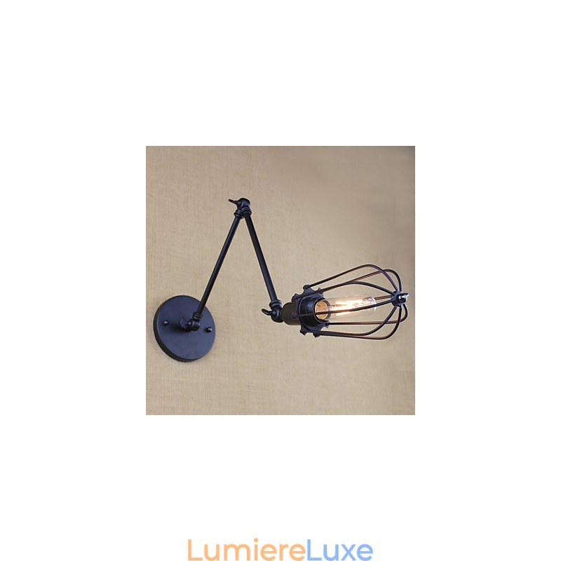 Lampe murale style lit, hôtel, restaurant, bras en fer, double, rétro, vintage, ceinture noire, interrupteur