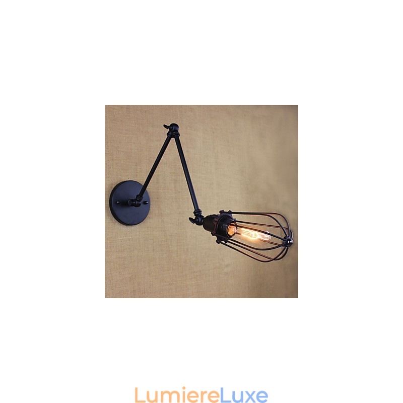 Lampe murale style lit, hôtel, restaurant, bras en fer, double, rétro, vintage, ceinture noire, interrupteur