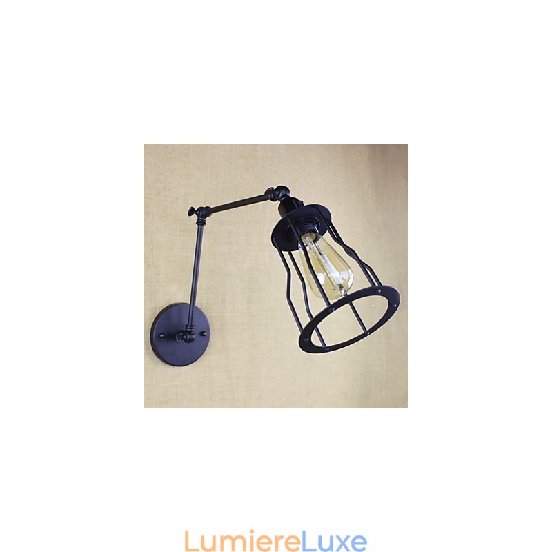 Lampe murale style lit, hôtel, restaurant, bras en fer, double, rétro, vintage, ceinture noire, interrupteur