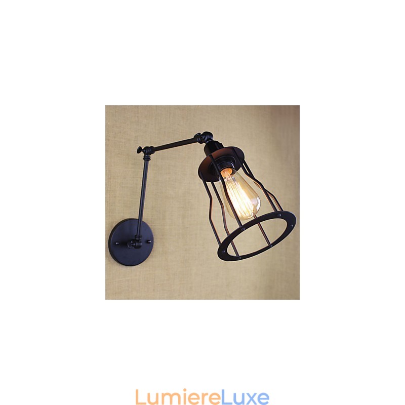 Lampe murale style lit, hôtel, restaurant, bras en fer, double, rétro, vintage, ceinture noire, interrupteur