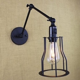 Lampe murale style lit, hôtel, restaurant, bras en fer, double, rétro, vintage, ceinture noire, interrupteur