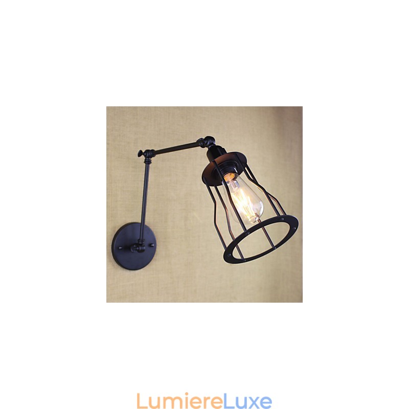 Lampe murale style lit, hôtel, restaurant, bras en fer, double, rétro, vintage, ceinture noire, interrupteur