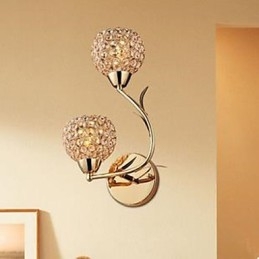 Applique murale contemporaine en cristal K9 à double tête dorée