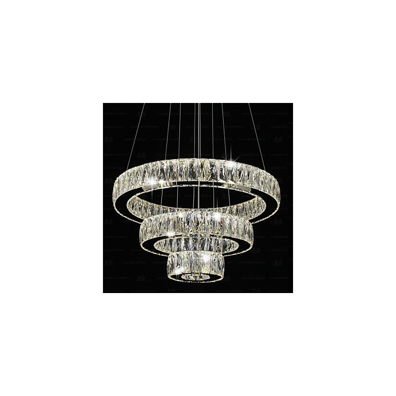 Suspension en cristal moderne à trois anneaux D406080 K9, grand plafonnier en cristal