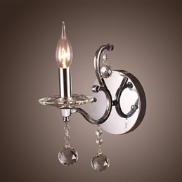 Applique murale en cristal argenté à 1 lumière