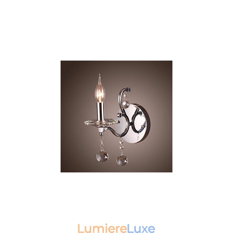 Applique murale en cristal argenté à 1 lumière