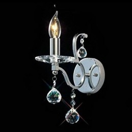 Applique murale en cristal argenté à 1 lumière