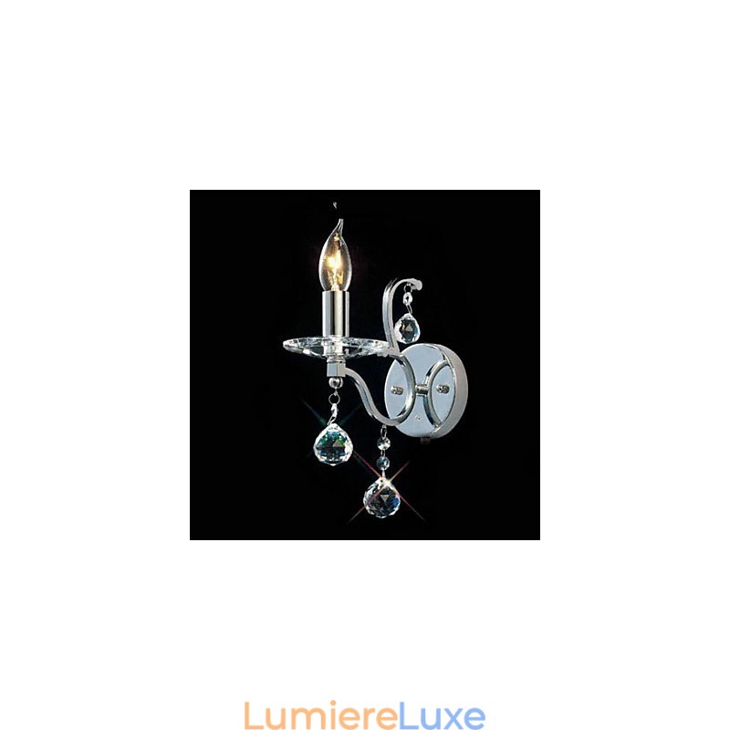 Applique murale en cristal argenté à 1 lumière