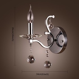 Applique murale en cristal argenté à 1 lumière
