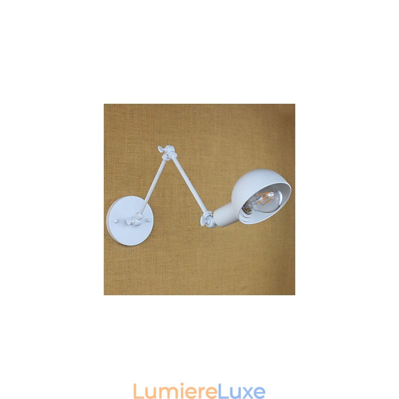 Applique murale moderne blanche à bras long en fer forgé double pour salon, couloir, chambre à coucher, chevet, bureau