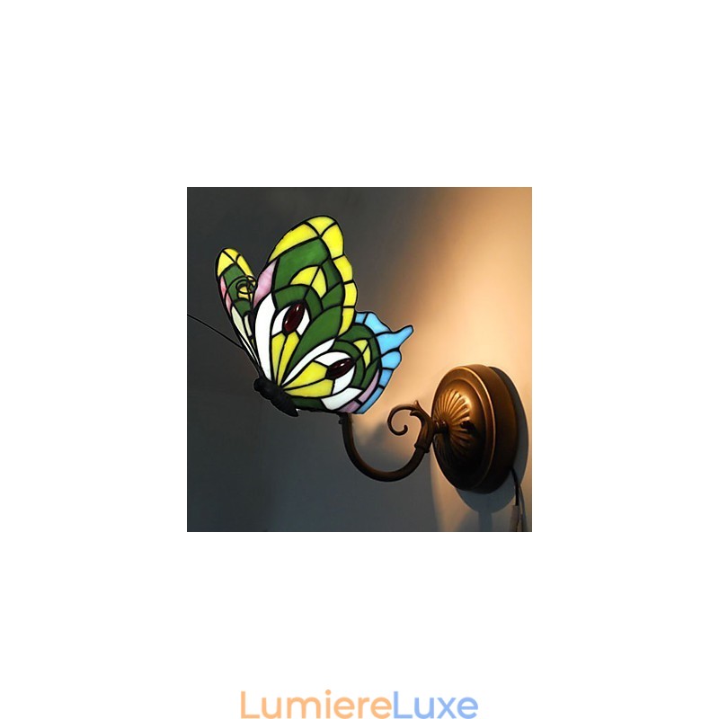 Applique murale créative en fer forgé, style méditerranéen européen et rural, luminaires en verre