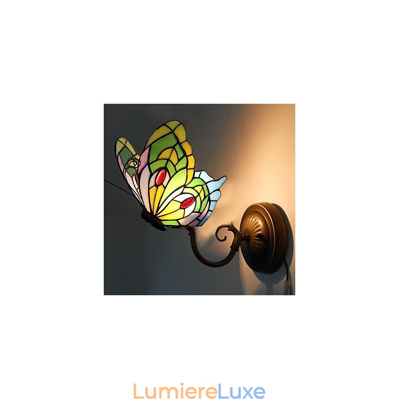 Applique murale créative en fer forgé, style méditerranéen européen et rural, luminaires en verre