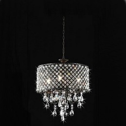 Lustre traditionnel classique en cristal et métal chromé
