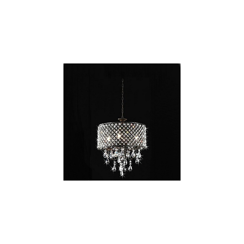 Lustre traditionnel classique en cristal et métal chromé