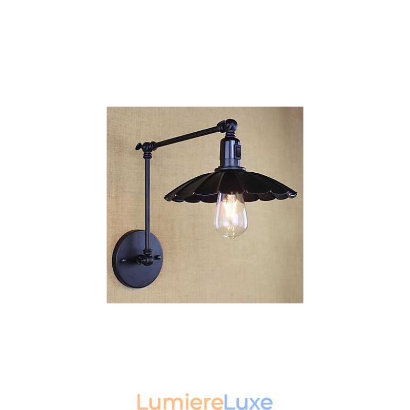 Lampe de chevet pour chambre à coucher, hôtel, restaurant, rétro, noir mat, ceinture, bras long, double interrupteur mural