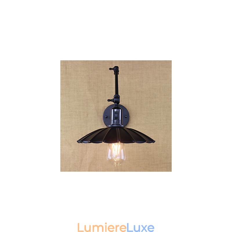 Lampe de chevet pour chambre à coucher, hôtel, restaurant, rétro, noir mat, ceinture, bras long, double interrupteur mural