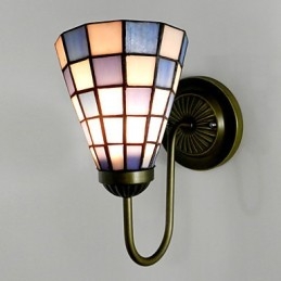 Applique murale contemporaine en vitrail de 15 cm, style contracté, avec des carrés bleus et blancs.