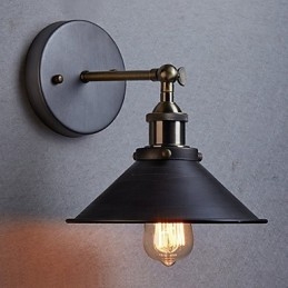 Applique murale industrielle vintage Edison Simplicity à 1 ampoule pour salle à manger, bureau, couloir, métal