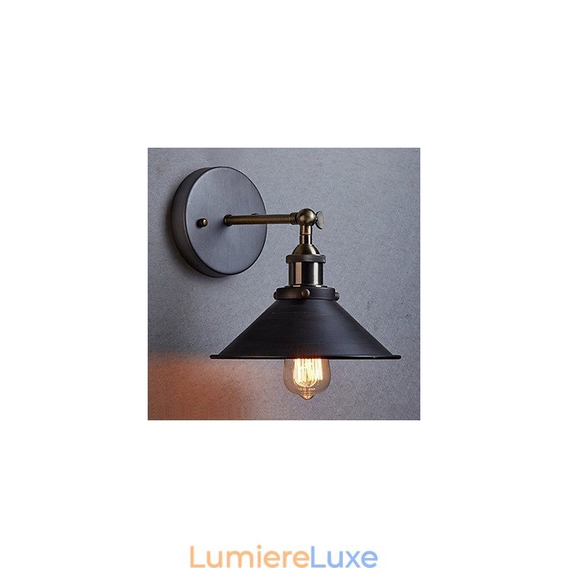 Applique murale industrielle vintage Edison Simplicity à 1 ampoule pour salle à manger, bureau, couloir, métal