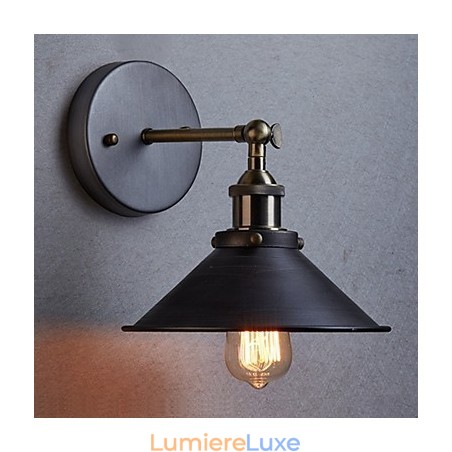 Applique murale industrielle vintage Edison Simplicity à 1 ampoule pour salle à manger, bureau, couloir, métal