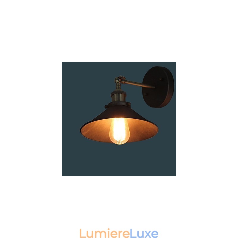 Applique murale industrielle vintage Edison Simplicity à 1 ampoule pour salle à manger, bureau, couloir, métal