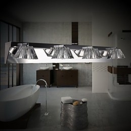 Applique murale moderne avec abat-jour en verre, 4 lumières, façade miroir